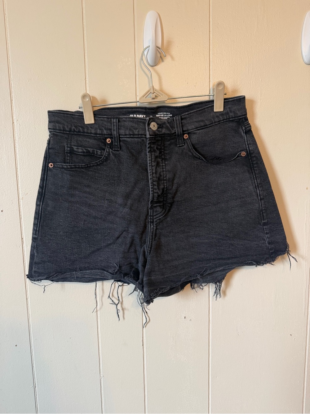 Old Navy Black Frayed High-Rise Denim Cutoff Shorts
